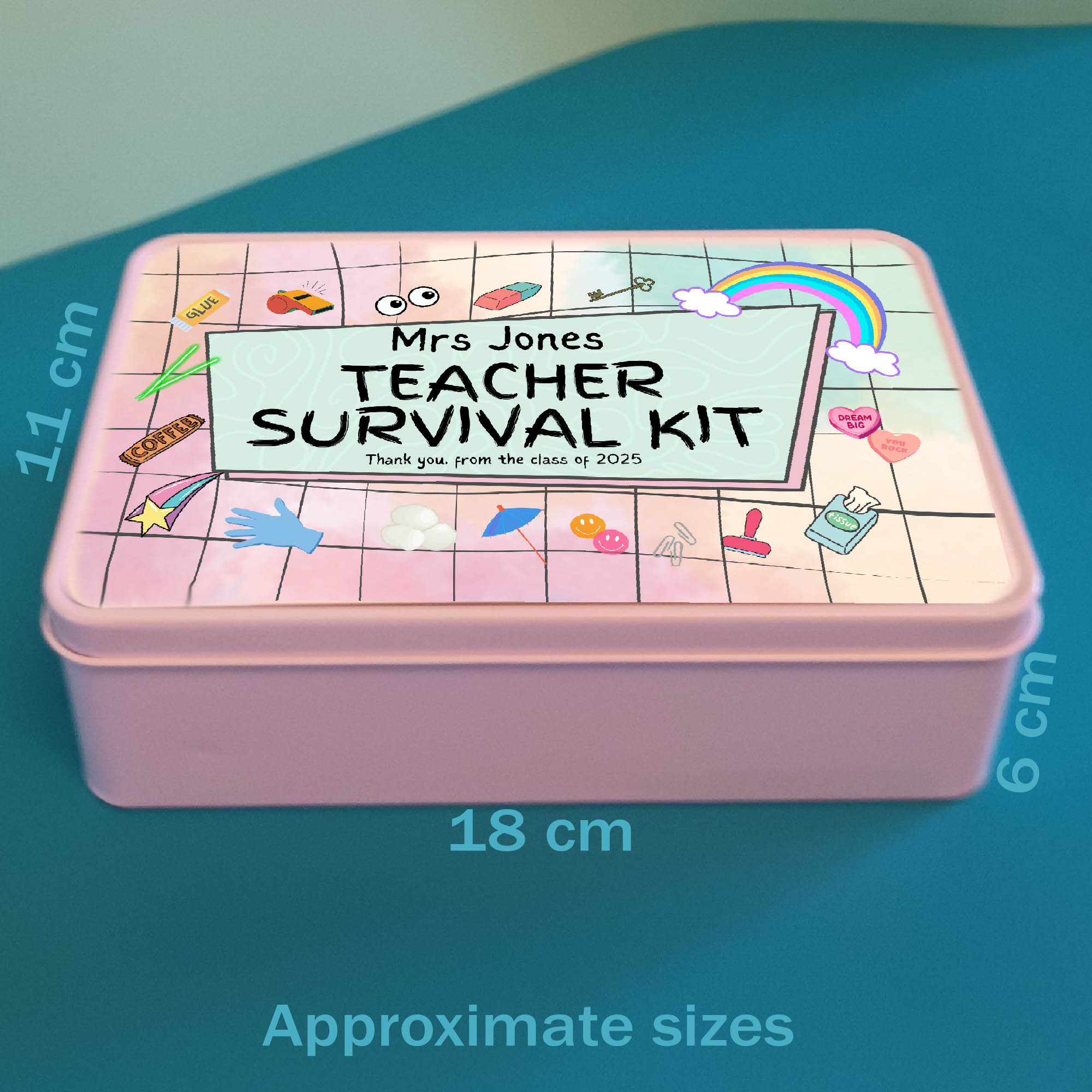 Tins - 10 Personalised Teachers Survival Tin Gift