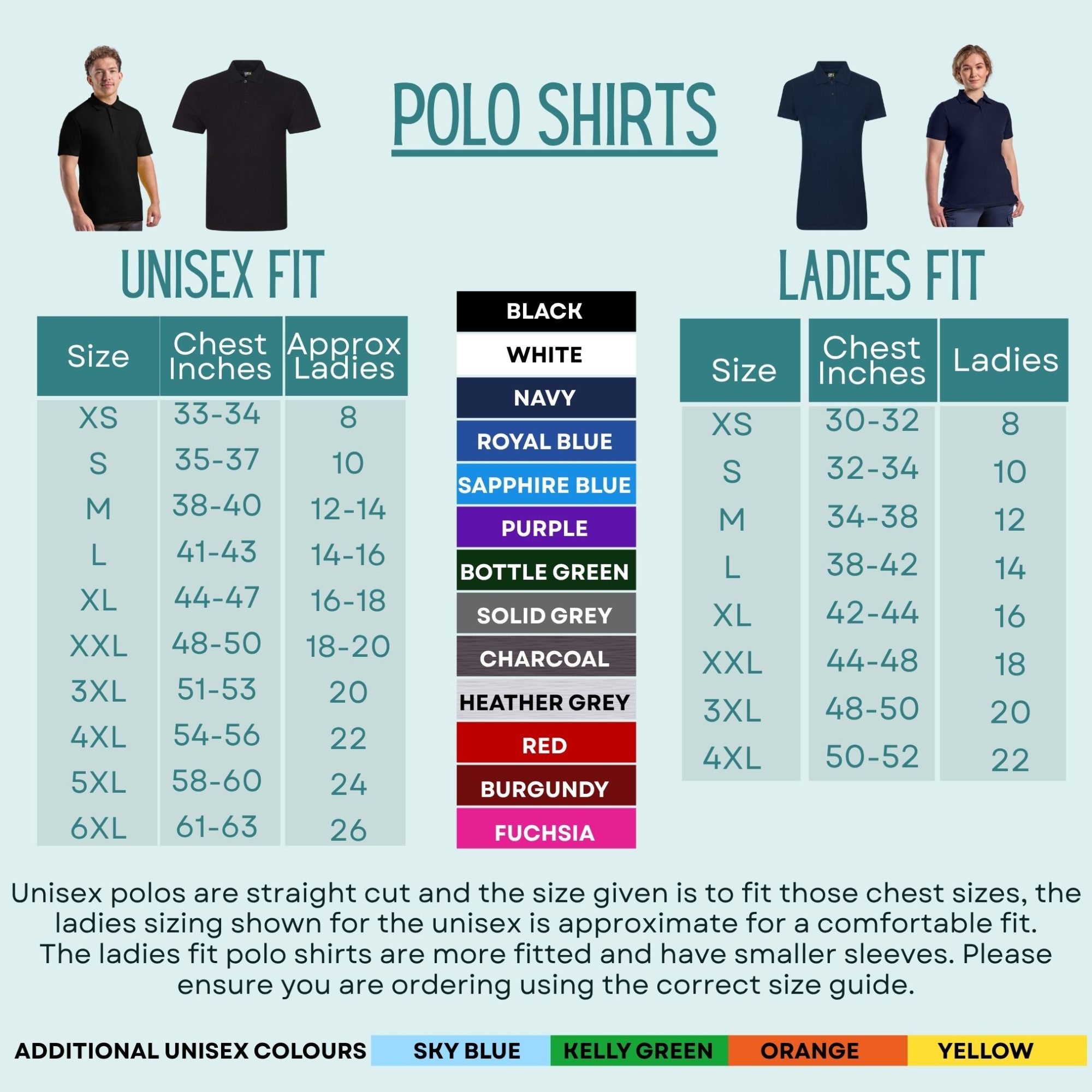 polo shirt size guide custom polo shirts