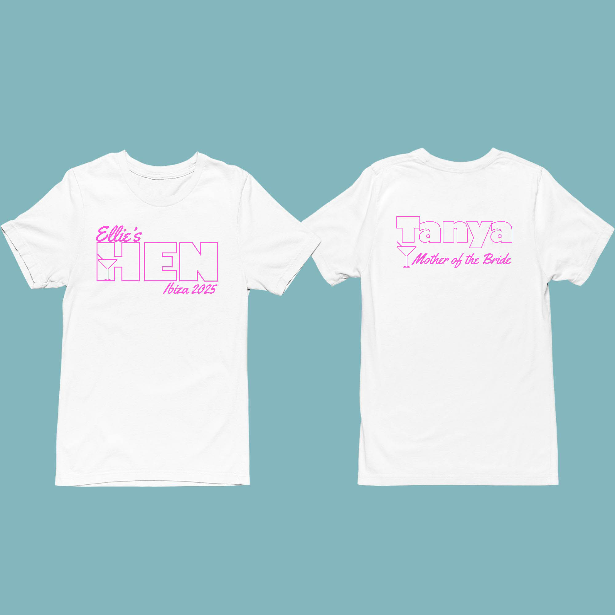 Neon style Hen party tshirt white Neon style Hen party tshirt