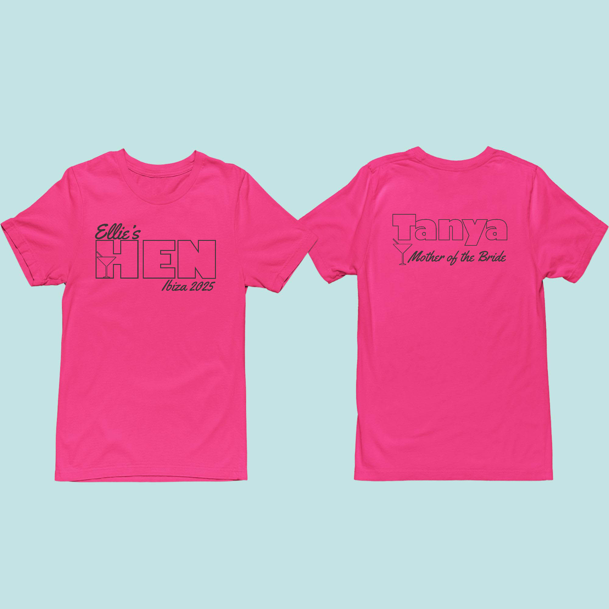 Neon style Hen party tshirt pink Neon style Hen party tshirt