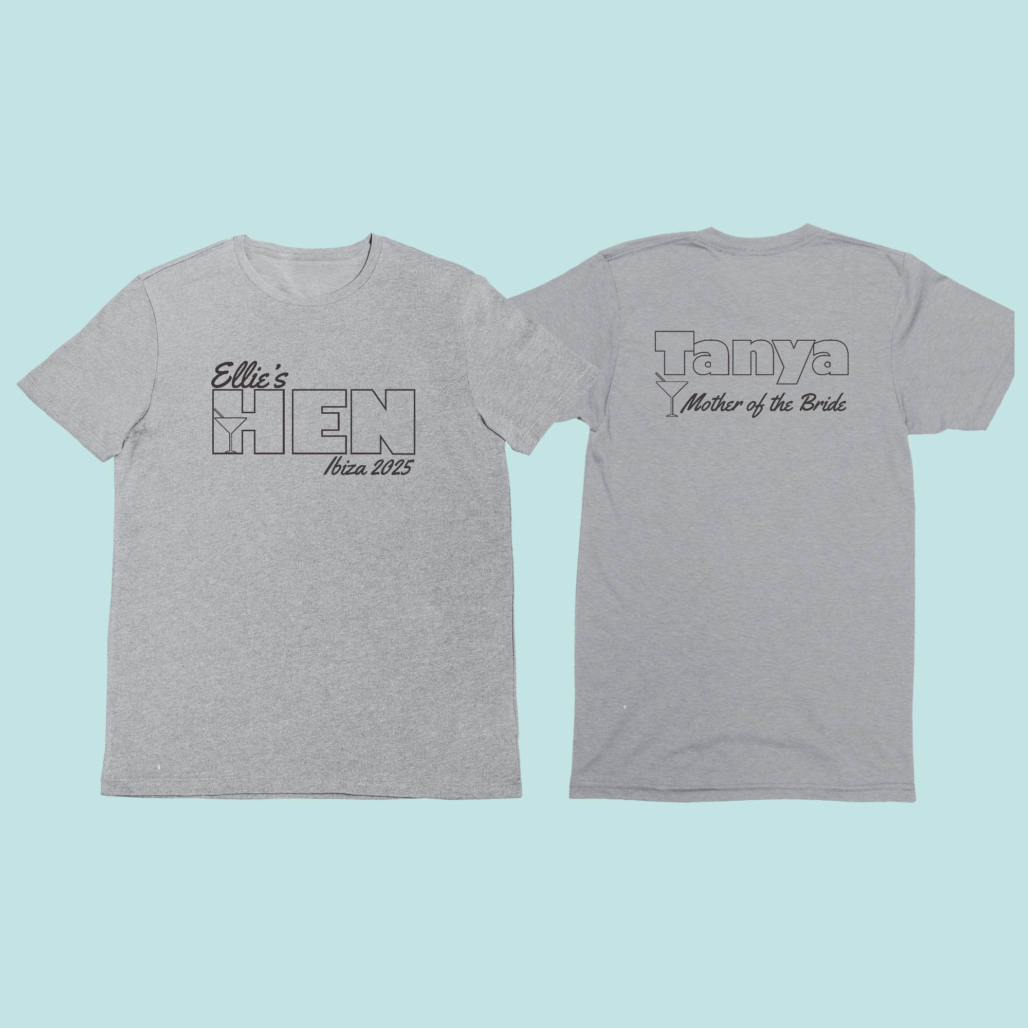 Tshirt double mock up template - 1 Neon 80s style Hen t-shirt
