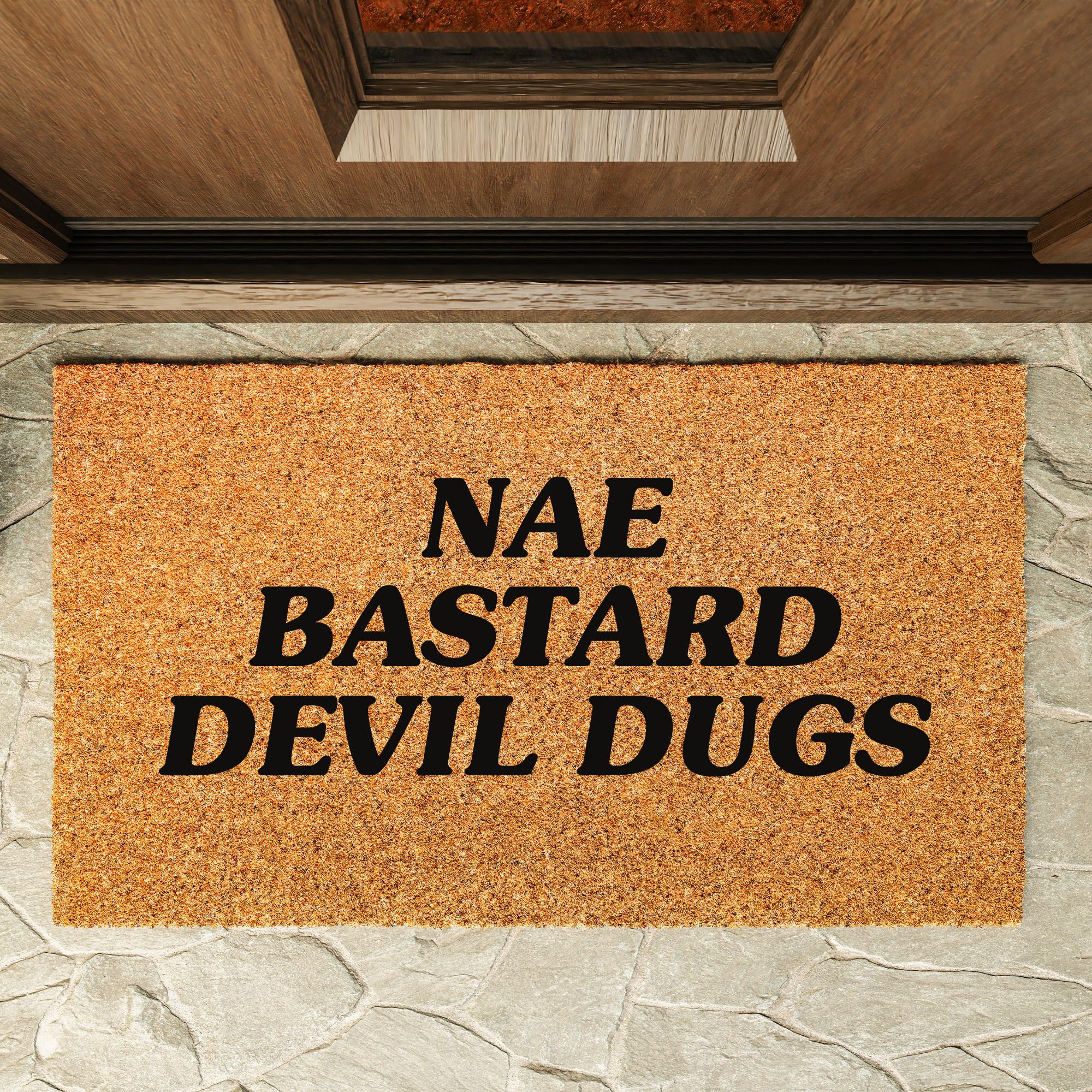 Still game doormat nae bastard devil dugs Still game inspired doormat painted with "nae bastard devil dugs"