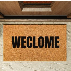 Still game inspired doormat with phrase "weclome" (sic) painted on