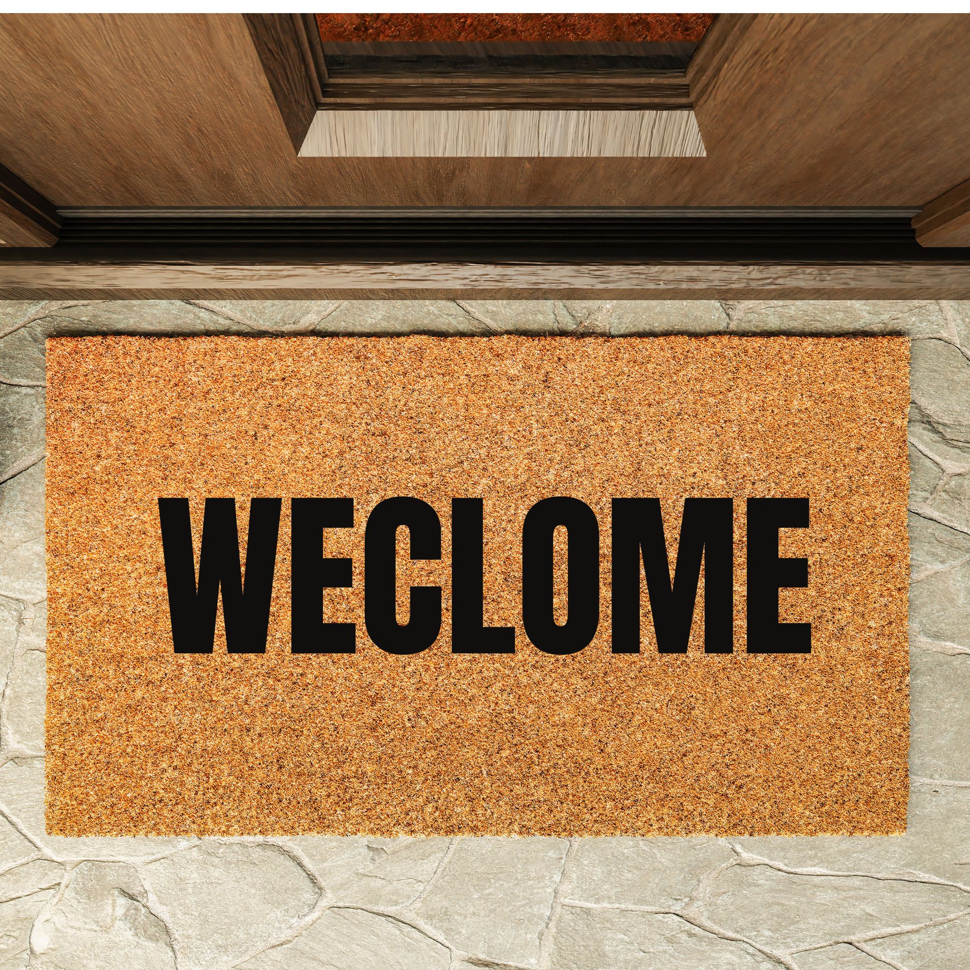 Still game doormat "weclome" Still game inspired doormat with phrase "weclome" (sic) painted on