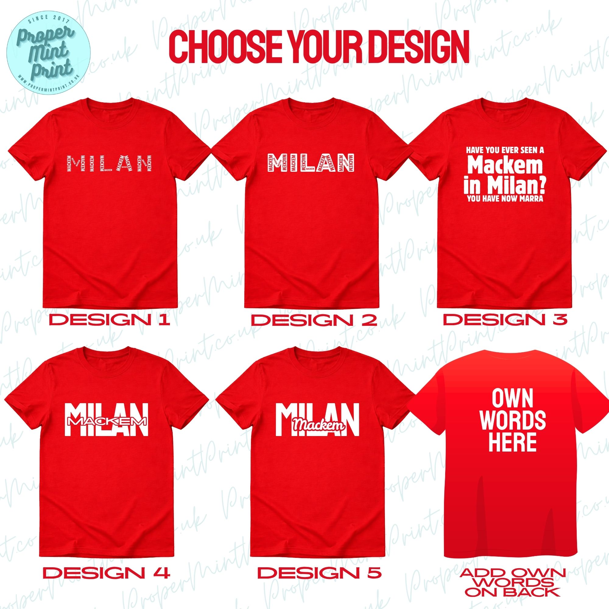 3 Mackem in Milan Tshirt -Various Styles